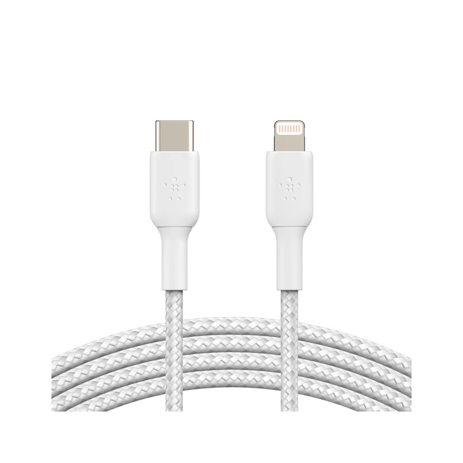 Cavo intrecciato da USB-C a Lightning BoostChatge - 2 metri - Bianco