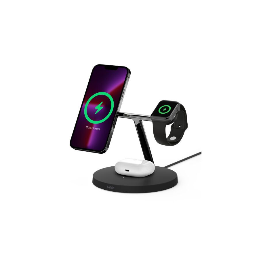 Base di Ricarica Wireless 3 In 1 con teconologia MagSafe 15W - Nero