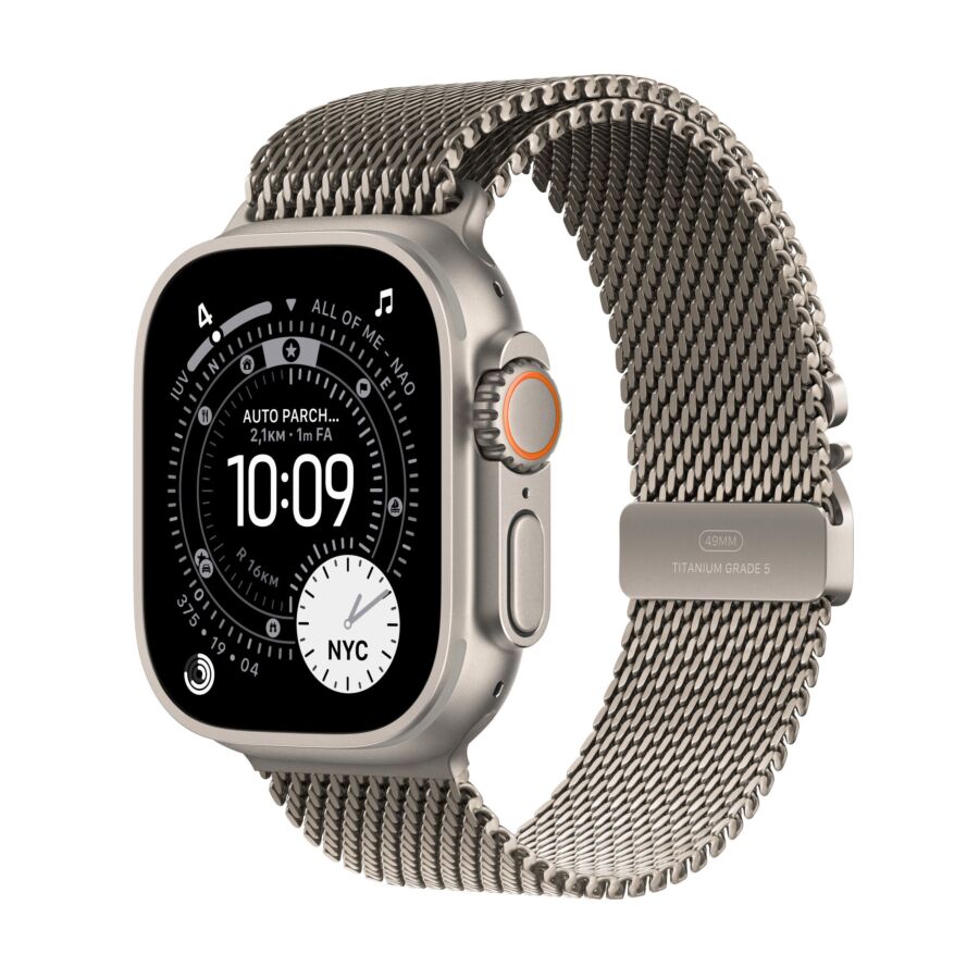 Apple Watch Ultra 3 GPS + Cellular - Cassa 49mm in Titanio Naturale con Loop in maglia Milanese Titanio - Small