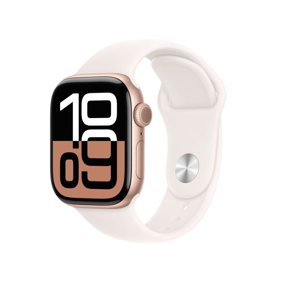 Apple Watch Series 10 GPS Cassa in Alluminio Oro Rosa con Cinturino Sport Band Rosa Fard - M/L