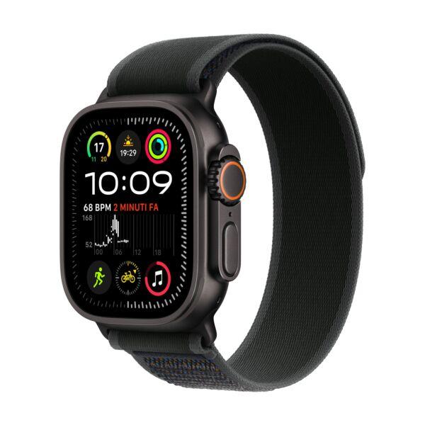 Apple Watch Ultra 2 GPS + Cellular - Cassa 49mm in Titanio Nero con Cinturino Nero Trail Loop - S/M